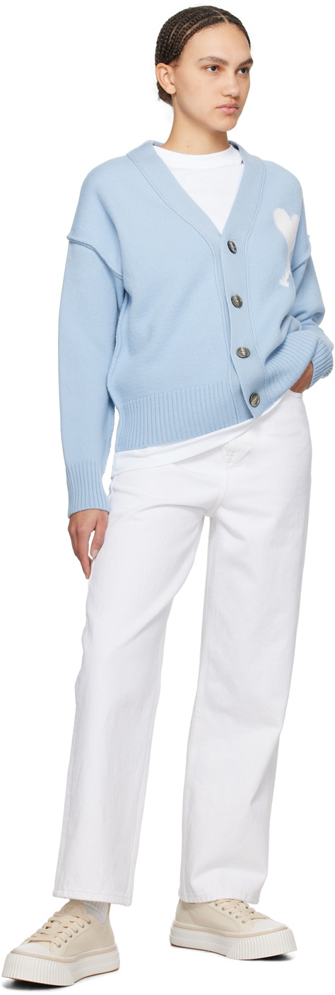 AMI Paris Blue Ami de Cœur Cardigan AMI