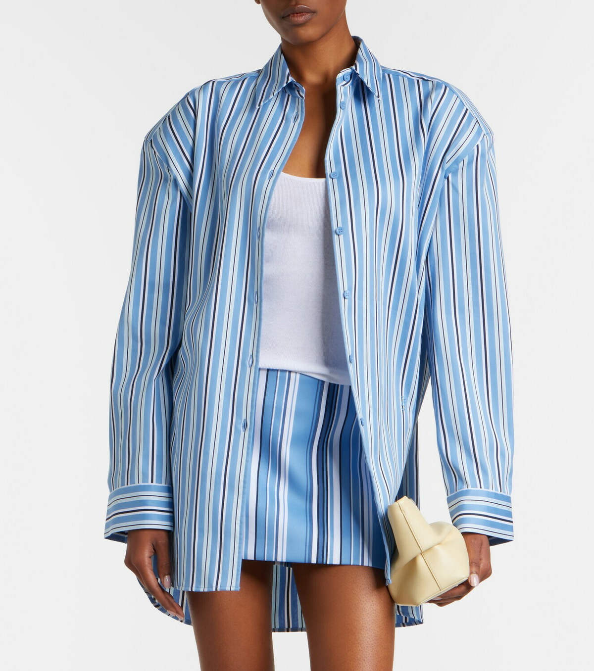 The Frankie Shop Oana striped cotton-blend shirt