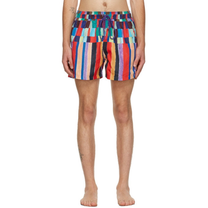 Photo: Paul Smith Multicolor Stripe Print Swim Shorts