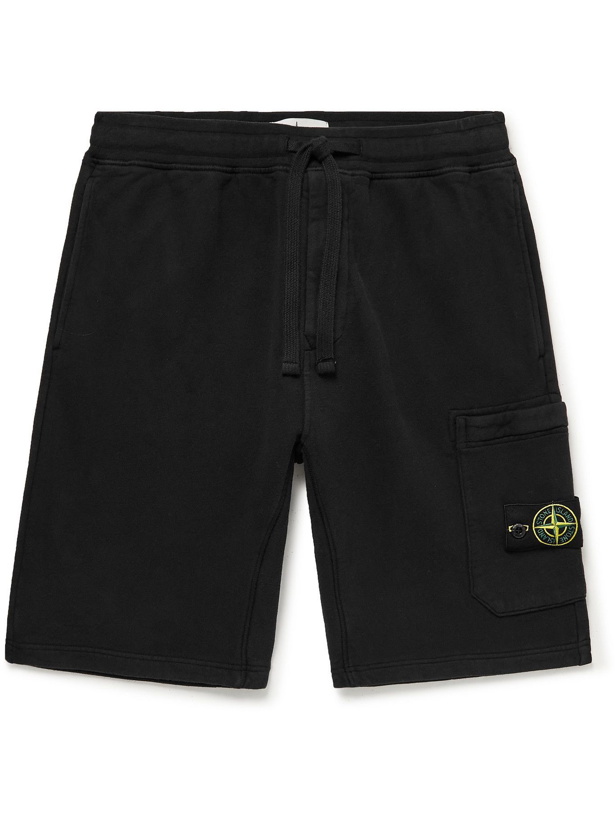 Photo: Stone Island - Logo-Appliquéd Cotton-Jersey Drawstring Shorts - Black