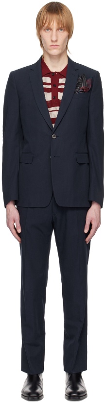 Photo: Dries Van Noten Navy Single-Breasted Suit