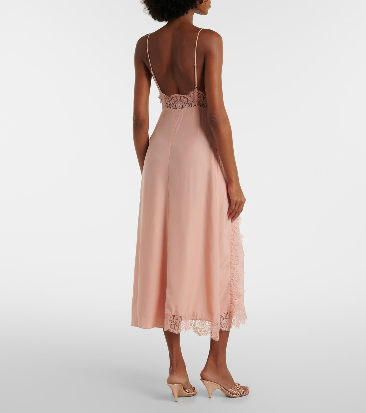 Stella McCartney Lace-trimmed silk midi dress