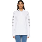 Vier White Logo Long Sleeve Polo