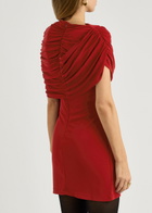 Esse Studios Bonachi Cape-effect Jersey Mini Dress Dark Red