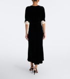Rixo Simone lace-trimmed velvet midi dress