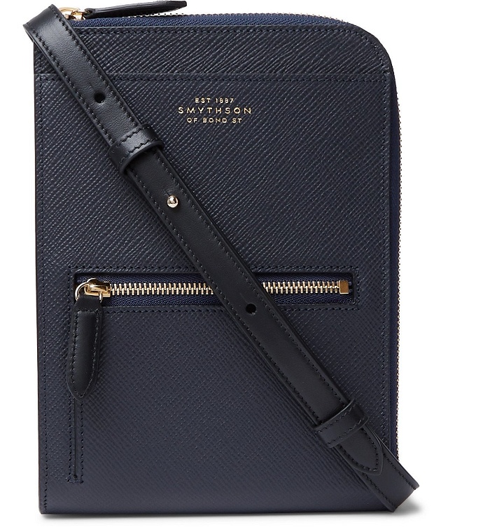 Photo: Smythson - Panama Cross-Grain Leather Currency Wallet - Blue
