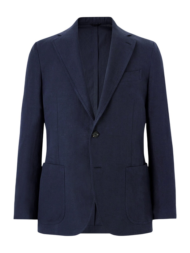 Photo: De Petrillo - Linen Single-Breasted Blazer - Blue