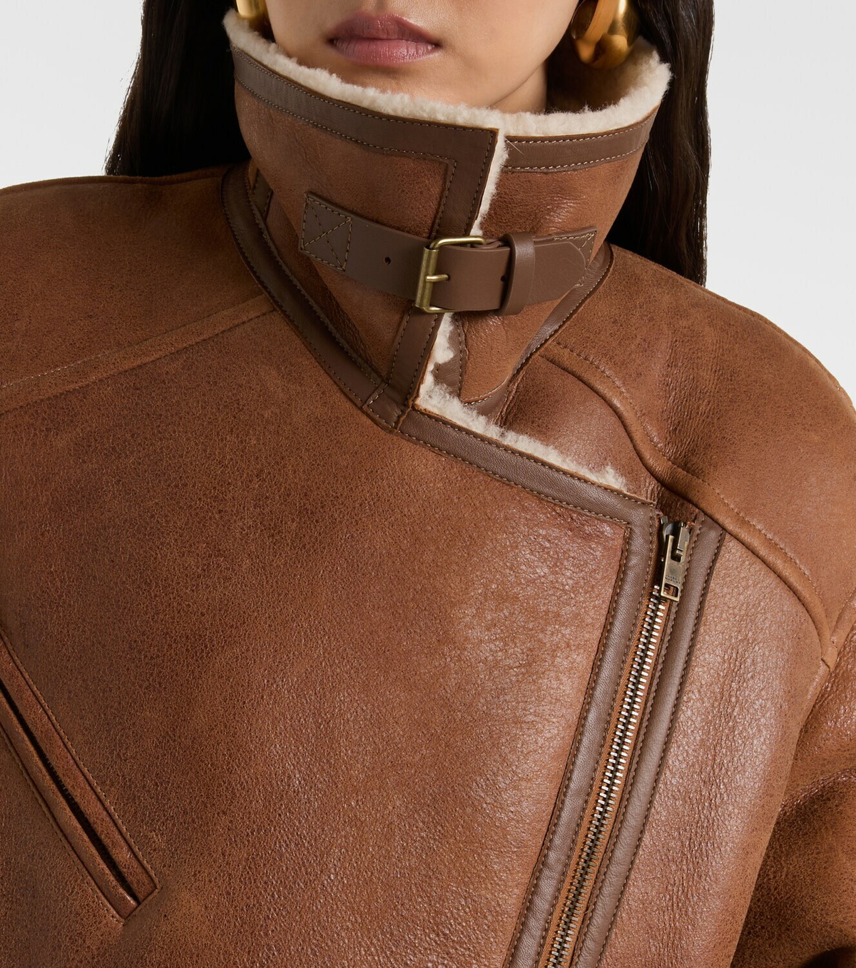 Isabel Marant Adelina shearling-trimmed leather jacket