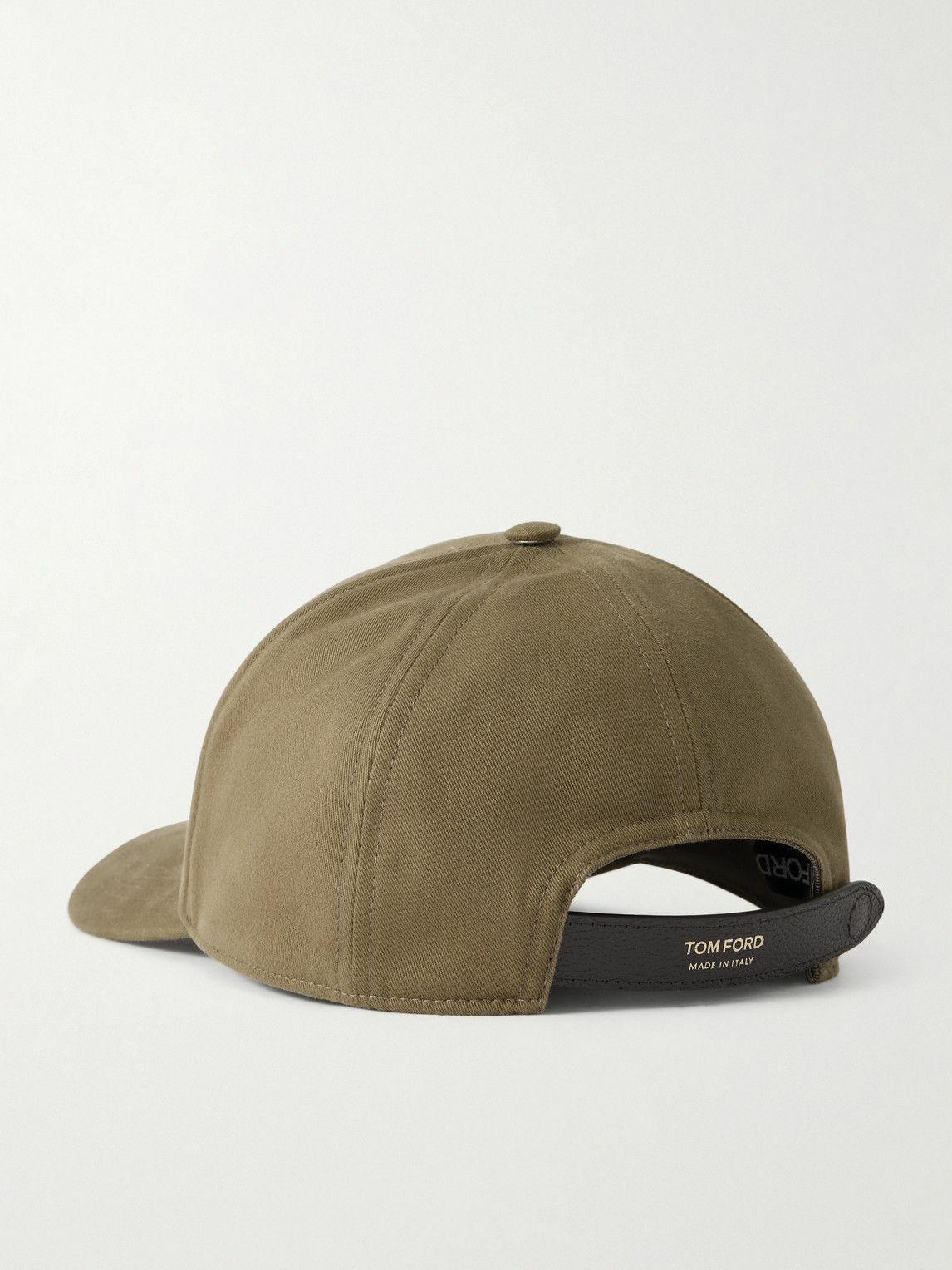 TOM FORD - Leather-Trimmed Logo-Embroidered Cotton-Twill Baseball Cap - Green