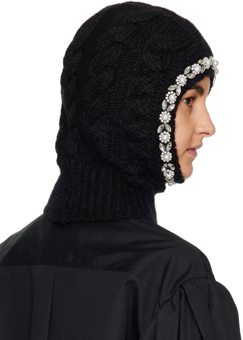 Simone Rocha SSENSE Exclusive Black Beaded Balaclava Simone Rocha