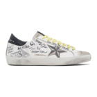 Golden Goose White and Grey Superstar Sneakers