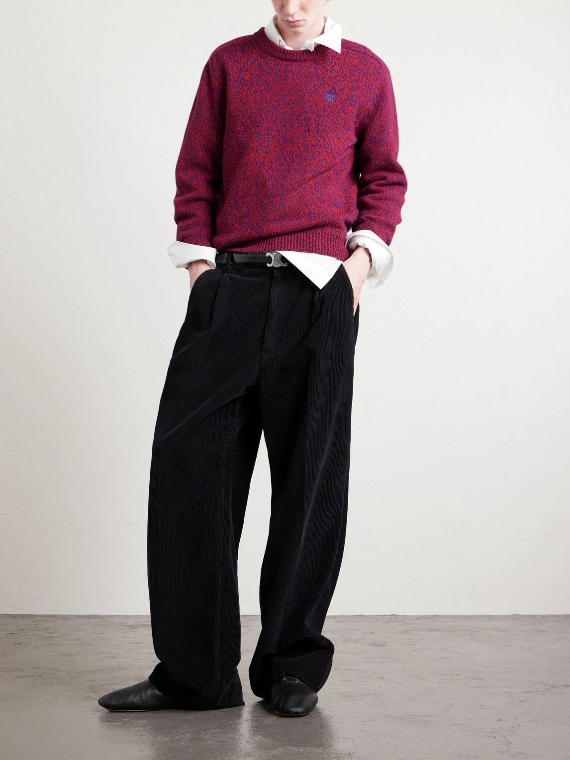 CELINE - Wool and Cashmere-Blend Sweater - Burgundy