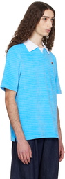 Casablanca Blue Knit Piqué Short Sleeve Polo