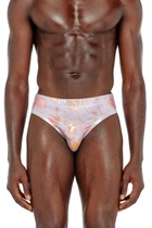 Diesel Metallic swim briefs with floral print - Swim briefs - Man -