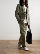 Alex Mill - Straight-Leg Pleated Garment-Dyed Bedford Cotton Suit Trousers - Green