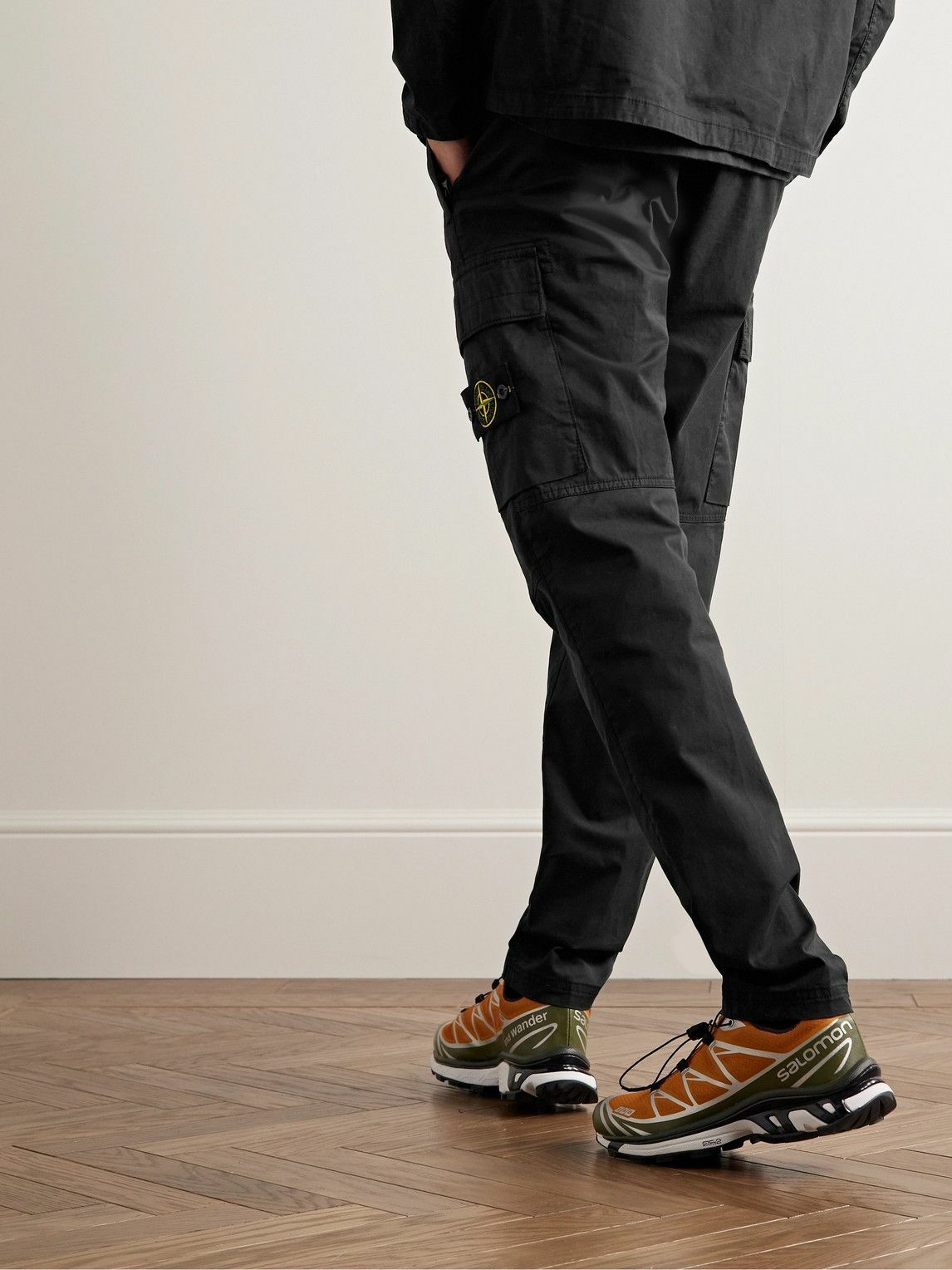 STONE ISLAND Slim-Fit Garment-Dyed Cotton-Blend Twill Cargo Trousers for  Men