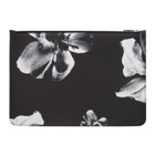 Neil Barrett Black and White Large Flower Zippered Pouch