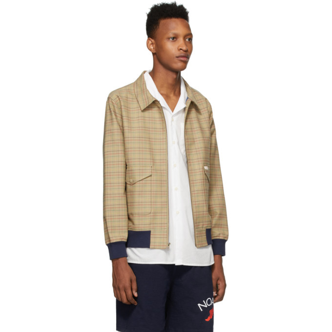 Noah NYC Tan Grid Bomber Jacket Noah NYC