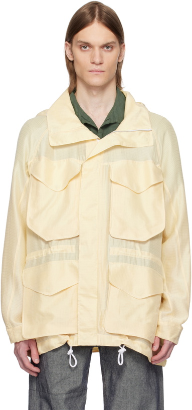 Photo: RANRA Yellow Explorer Silk Ripstop Long Hoodie Jacket