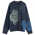 Paul Smith Men's Pixilated Flower Crew Sweater in Navy