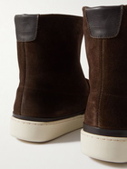 Mulo - Shearling-Lined Leather-Trimmed Waxed-Suede Boots - Brown