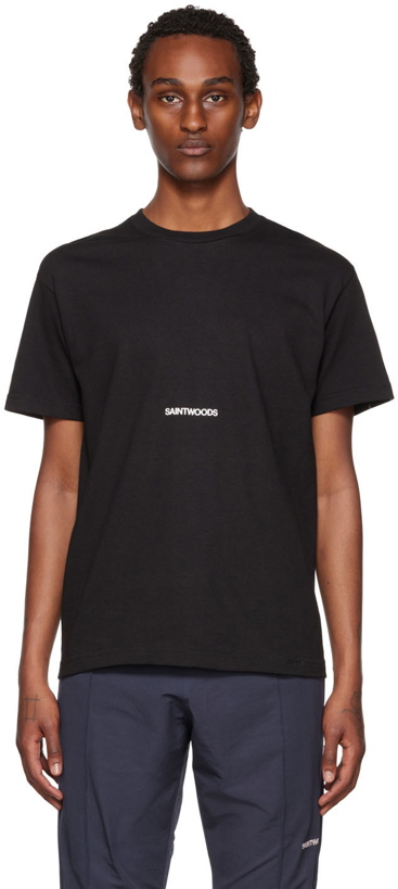 Photo: Saintwoods Black Printed T-Shirt
