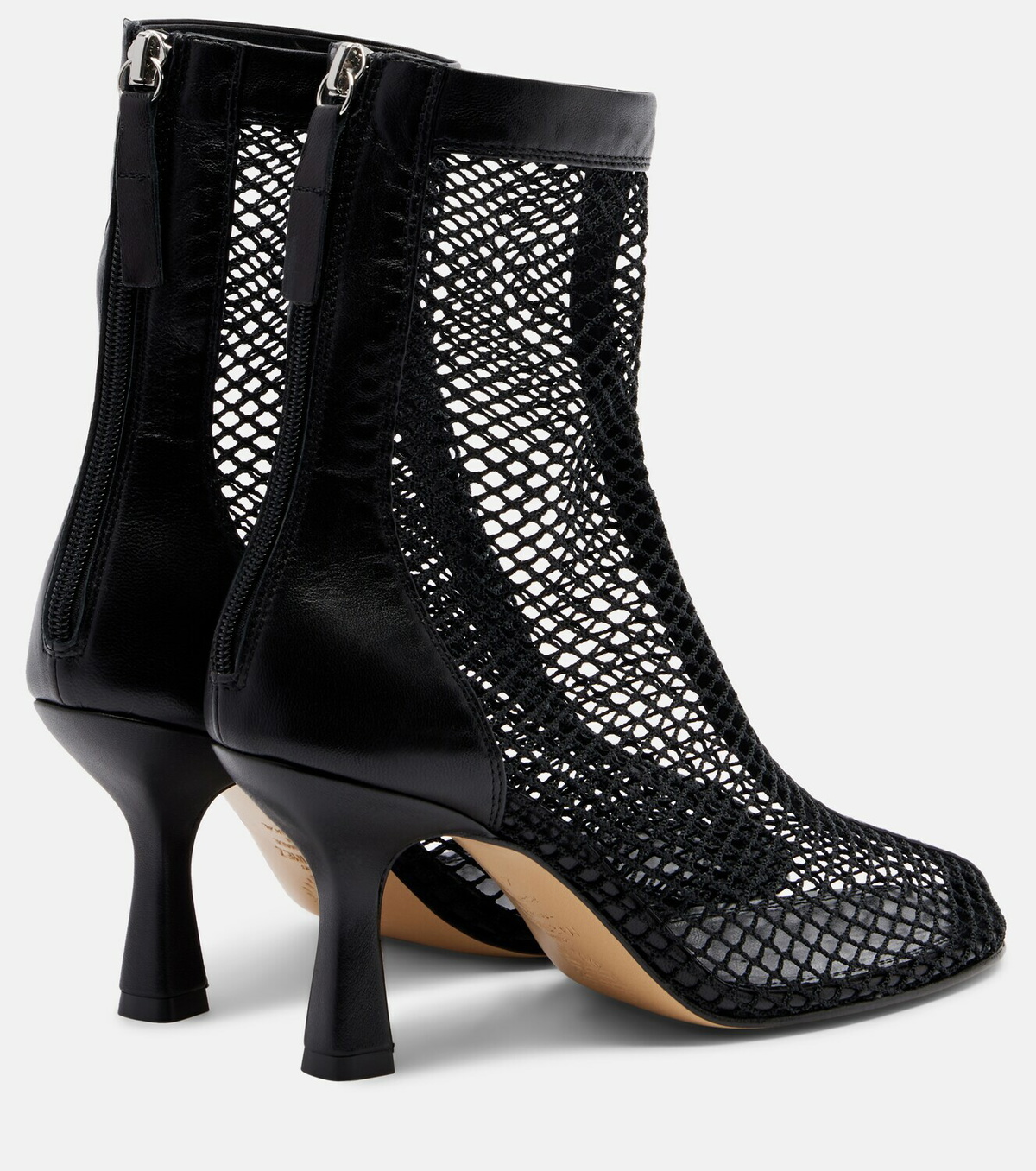 Souliers Martinez Fira leather-trimmed fishnet ankle boots