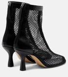 Souliers Martinez Fira leather-trimmed fishnet ankle boots