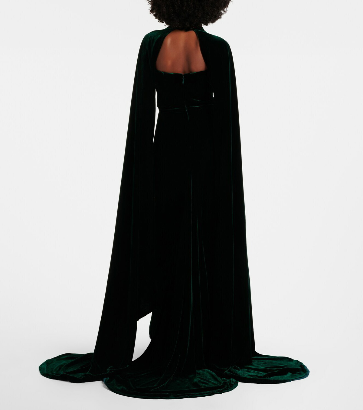Costarellos Brisha caped embellished velvet gown