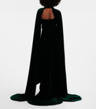 Costarellos Brisha caped embellished velvet gown
