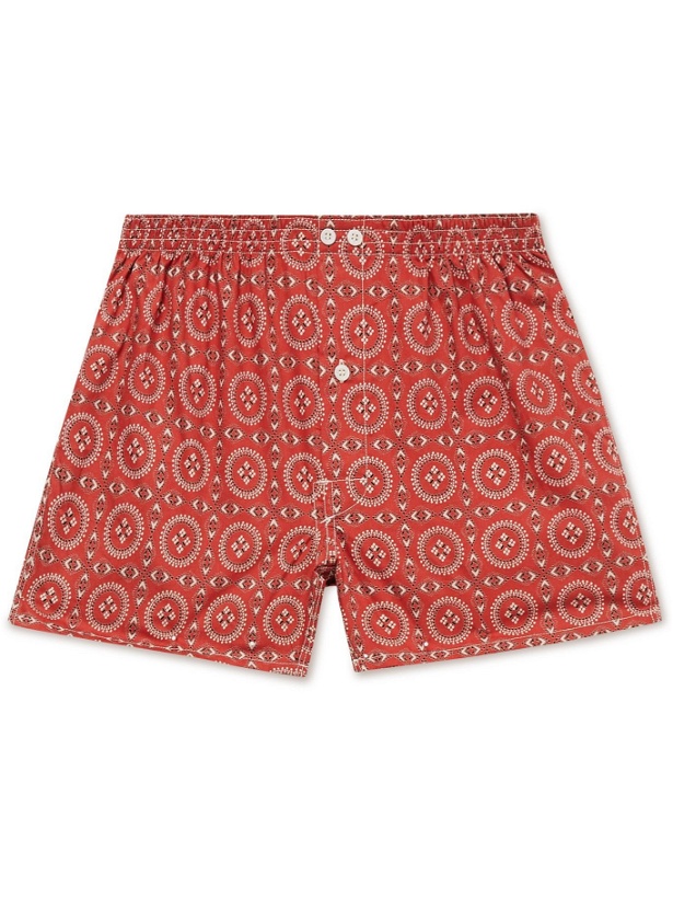 Photo: Anonymous ism - Printed Cotton Boxer Shorts - Red