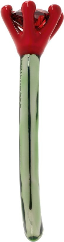 Photo: D'heygere Green & Red Solitaire Rose Loop Single Earring