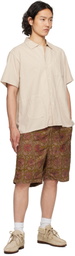 Engineered Garments Khaki & Burgundy Corduroy Fatigue Shorts
