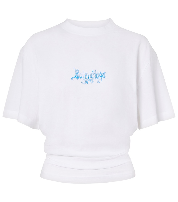Photo: Balenciaga Logo cotton jersey top