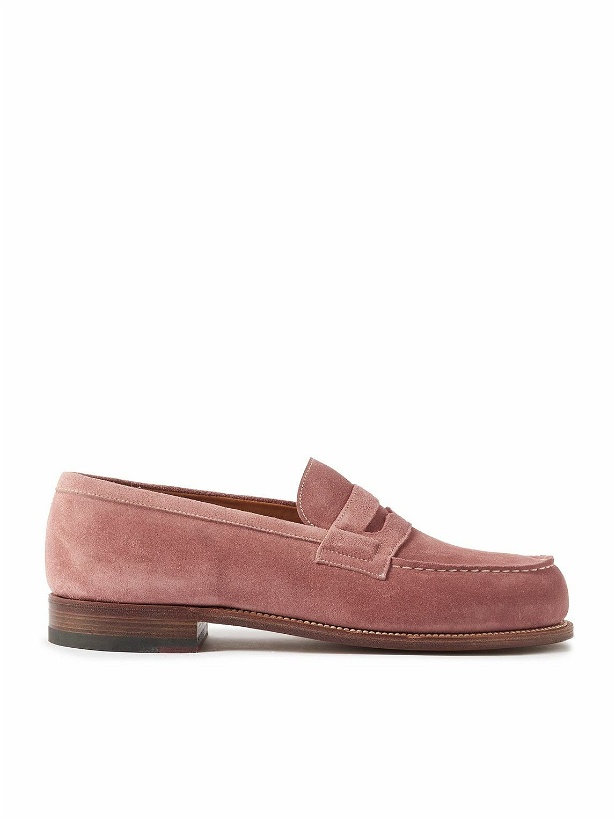 Photo: J.M. Weston - 180 Moccasin Suede Penny Loafers - Pink