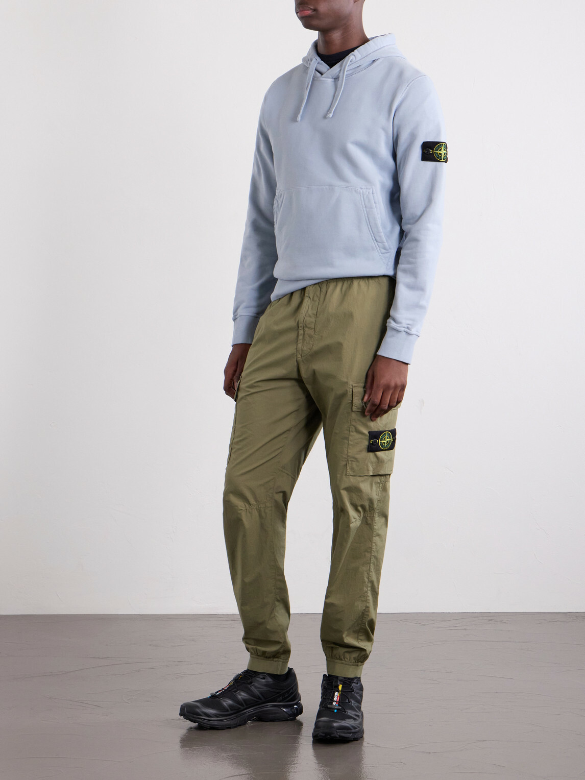 Stone Island - Tapered Stretch-Cotton Shell Cargo Trousers - Green