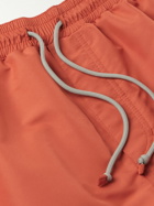 Brunello Cucinelli - Straight-Leg Long-Length Logo-Embroidered Swim Shorts - Orange