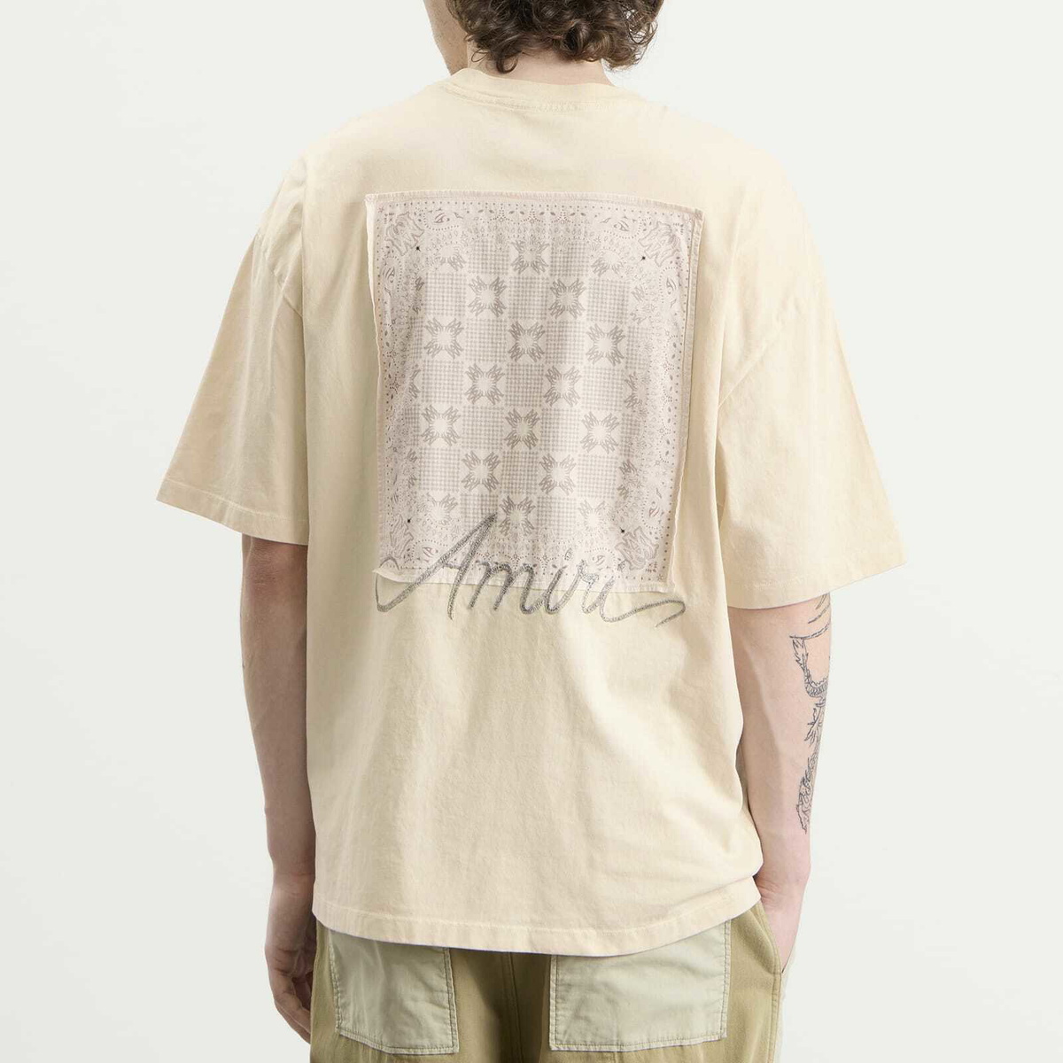 Amiri Men's MA Check Patch Skate T-Shirt in Alabaster