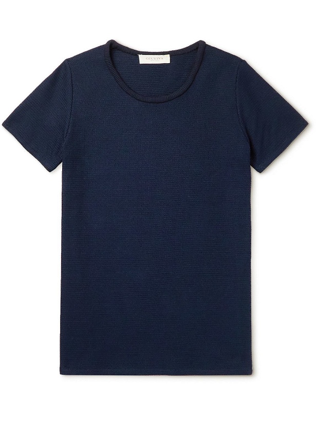 Photo: Giuliva Heritage - Giacomo Textured-Cotton T-Shirt - Blue