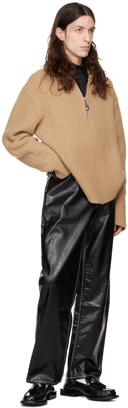 EYTYS Black Benz Faux-Leather Trousers