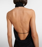 Oséree Lumière Plumage halterneck maxi dress