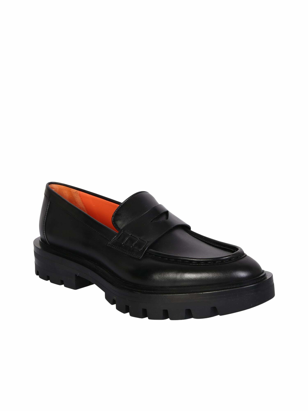 Santoni Black Penny Loafer