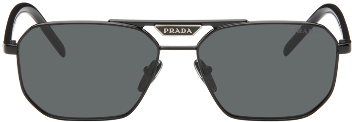 Photo: Prada Eyewear Black Logo Bridge Sunglasses
