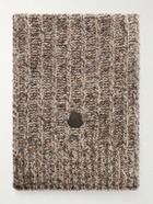 Moncler - Logo-Appliquéd Ribbed Wool-Blend Scarf - Brown