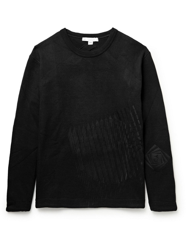Photo: Y-3 - Optimistic Illusions Embroidered Wool-Blend Jersey Sweatshirt - Black