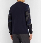 Valentino - Logo-Painted Camouflage-Intarsia Cashmere Sweater - Blue