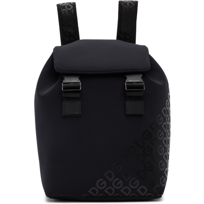 Photo: Dolce and Gabbana Black Neoprene Logomania Backpack