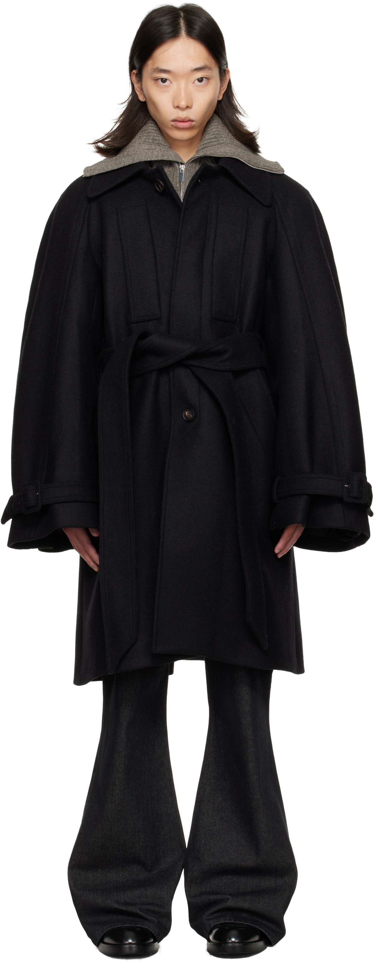 EGONlab Black Long Raglan Coat