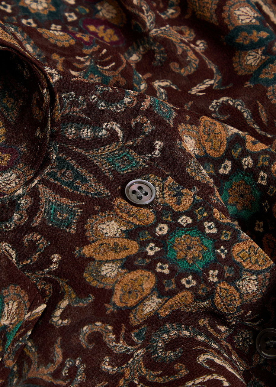 Paige Claud Patterned Silk Blouse Dark Brown