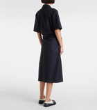 Loewe Pinstripe gathered wool wrap dress